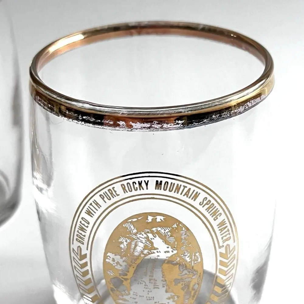 Set of 5 Coors Gold Rim Sampler Glasses Libbey Rocky Mountain Bar Brewery VTG